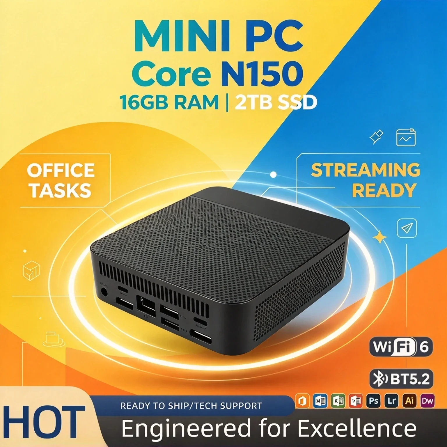 intel-n150搭載ミニpc。オフィスや家庭用デスクトップとして最適。16gbメモリ、m2-nvme-ssd、トリプル4k出力、wi-fi-6、静音冷却、プロ仕様、超高速、最大システム。