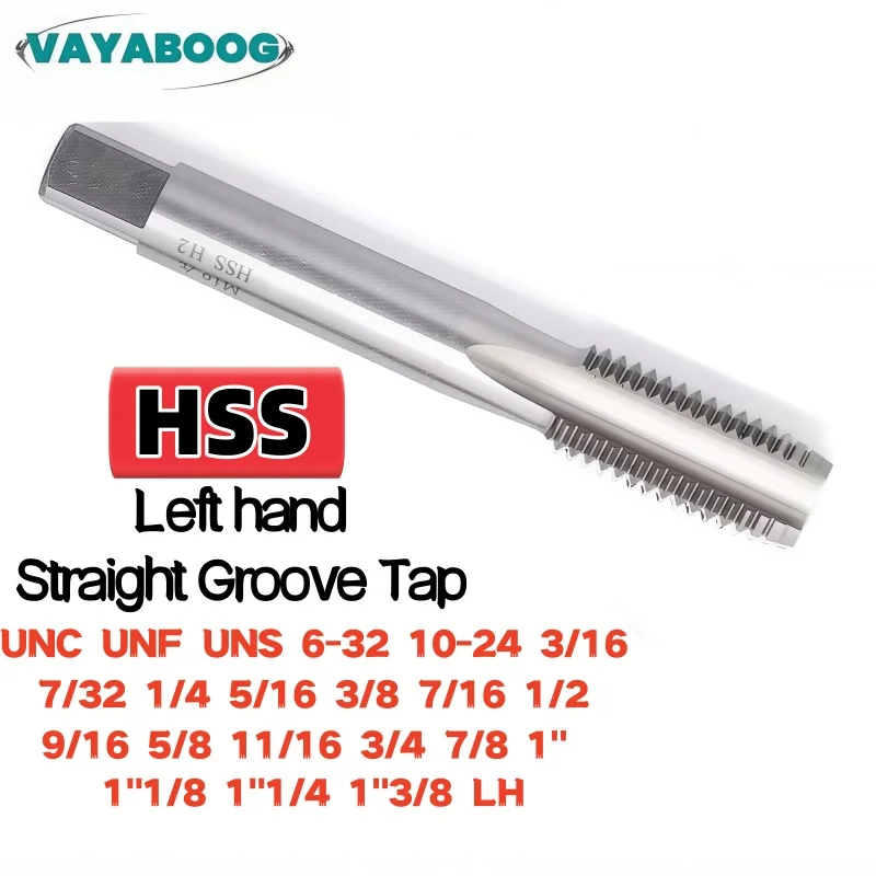 

1PCS HSS Left Hand American Straight Grooved Flute Tap UNC UNF UNS 6-32 10-24 3/16 7/32 1/4 5/16 3/8 7/16 1/2 9/16 5/8 1" LH