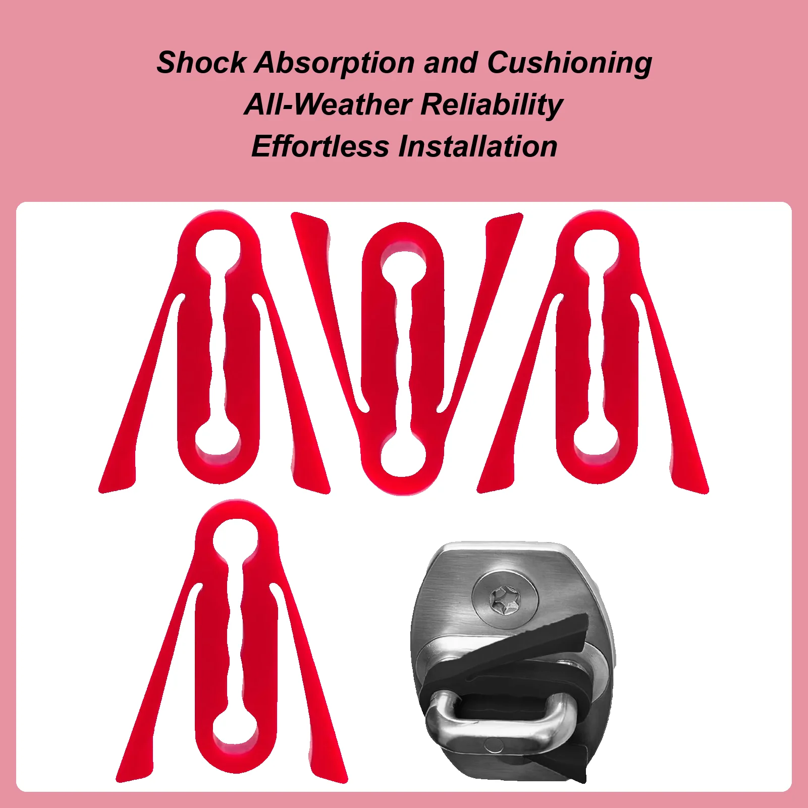 

4pcs Silicone Car Door Latch Covers Shock Absorption Pad Auto Lock Buckle Protector Cover Buffer Damper Universal Accessories