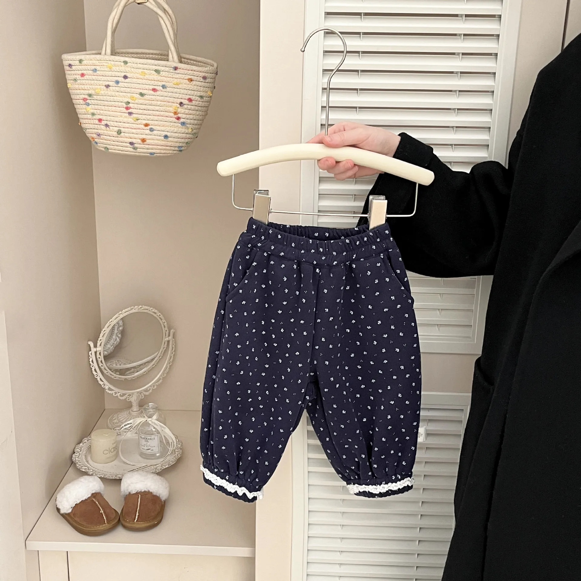 2025 شتاء جديد الطفل الصوف السراويل القطن الفتيات البولكا نقطة سراويل تقليدية زائد المخملية سميكة الرضع الفتيان بناطيل تدفئة الاطفال الملابس #6