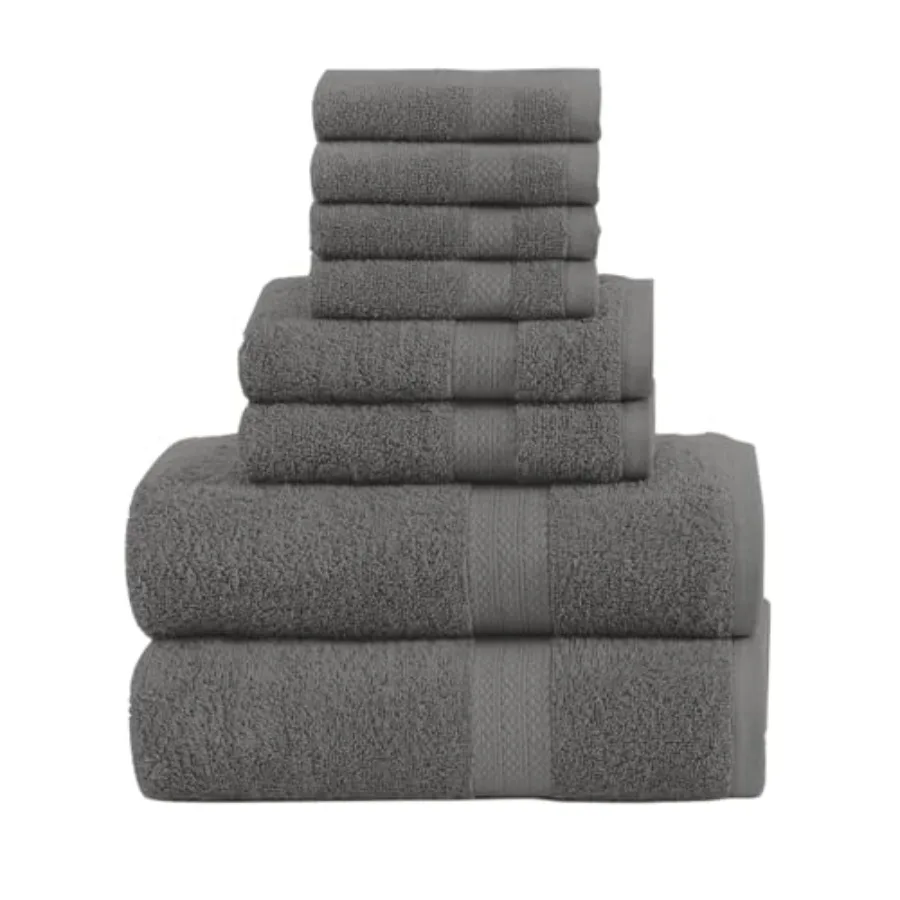 

Pack of 8 Towels Set, 2 Large Bath Towels, 2 Hand Towels, 4 Wash Cloths, 100% Cotton, Lighter Weight, Quicker to Dry, Super Abs