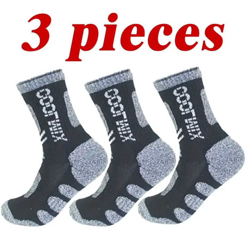 3 Pairs Men\'s Warm Thickened Socks Comfy Casual Thermal Men Sports Sock Keep Warm Cycling Running Hiking Skiing Crew Socks