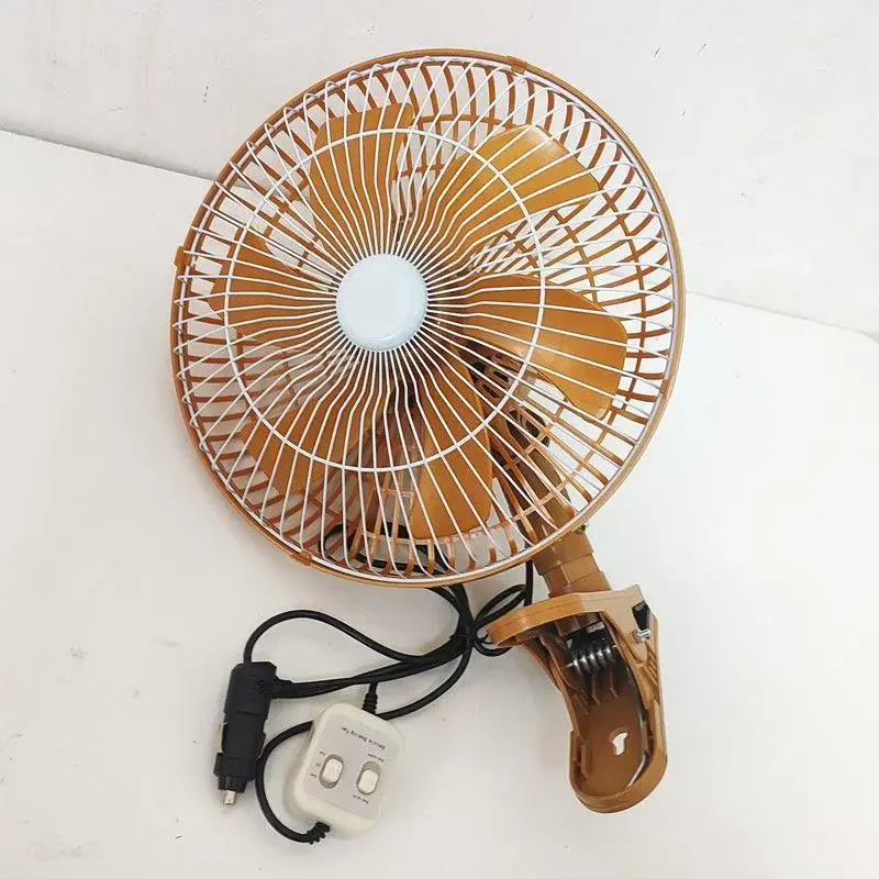 25Car Fan 24V Large Truck Strong Cooling High Power 12v Car Ultra-quiet Electric Fan Remote Control Shaking Head