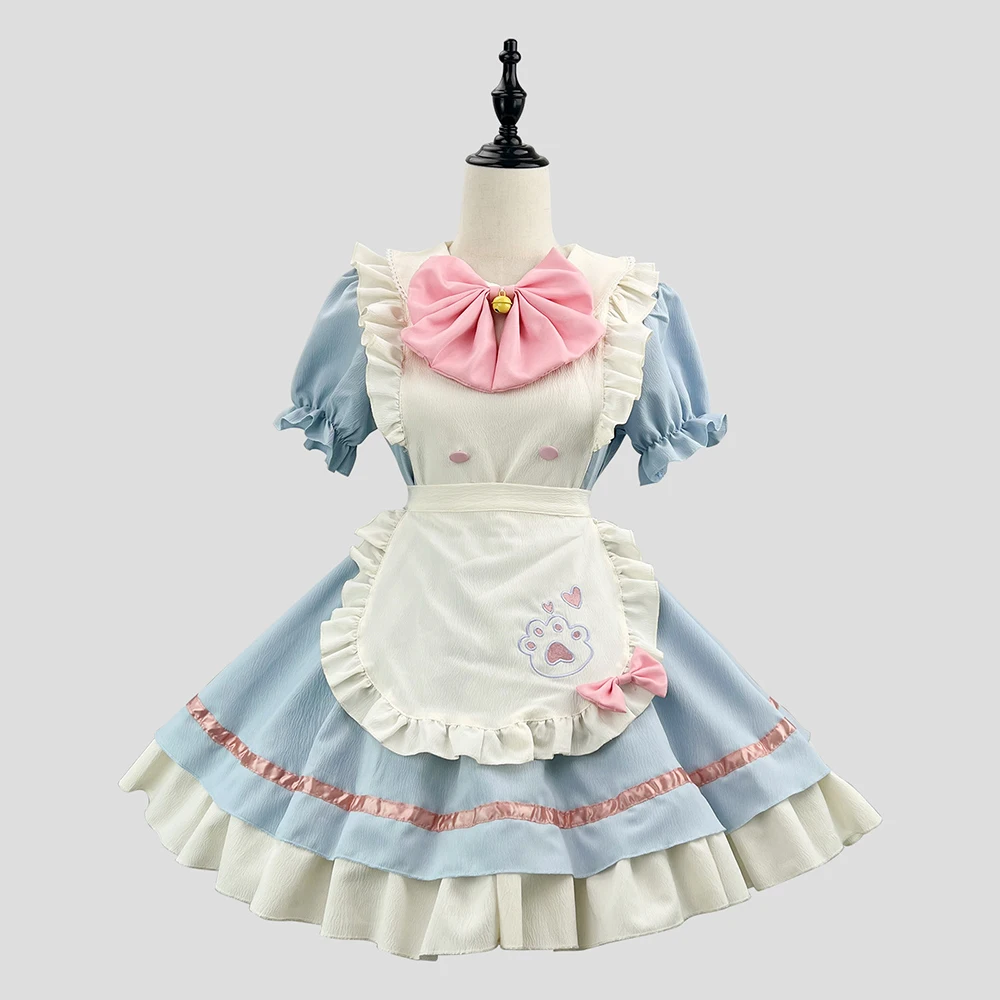 Nieuwe Hemelsblauw Leuke Lolita Meid Kostuums Meisjes Vrouwen Mooie Meid Cosplay Kostuum Animatie Show Japanse Meid Outfit Jurk Kleding