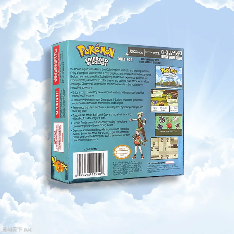 الولايات المتحدة الأمريكية نسخة RTC فلاش عربة البوكيمون الزمرد النورس GBA لعبة خرطوشة لعبة فيديو وحدة التحكم بطاقة روم هاك اللغة الإنجليزية
