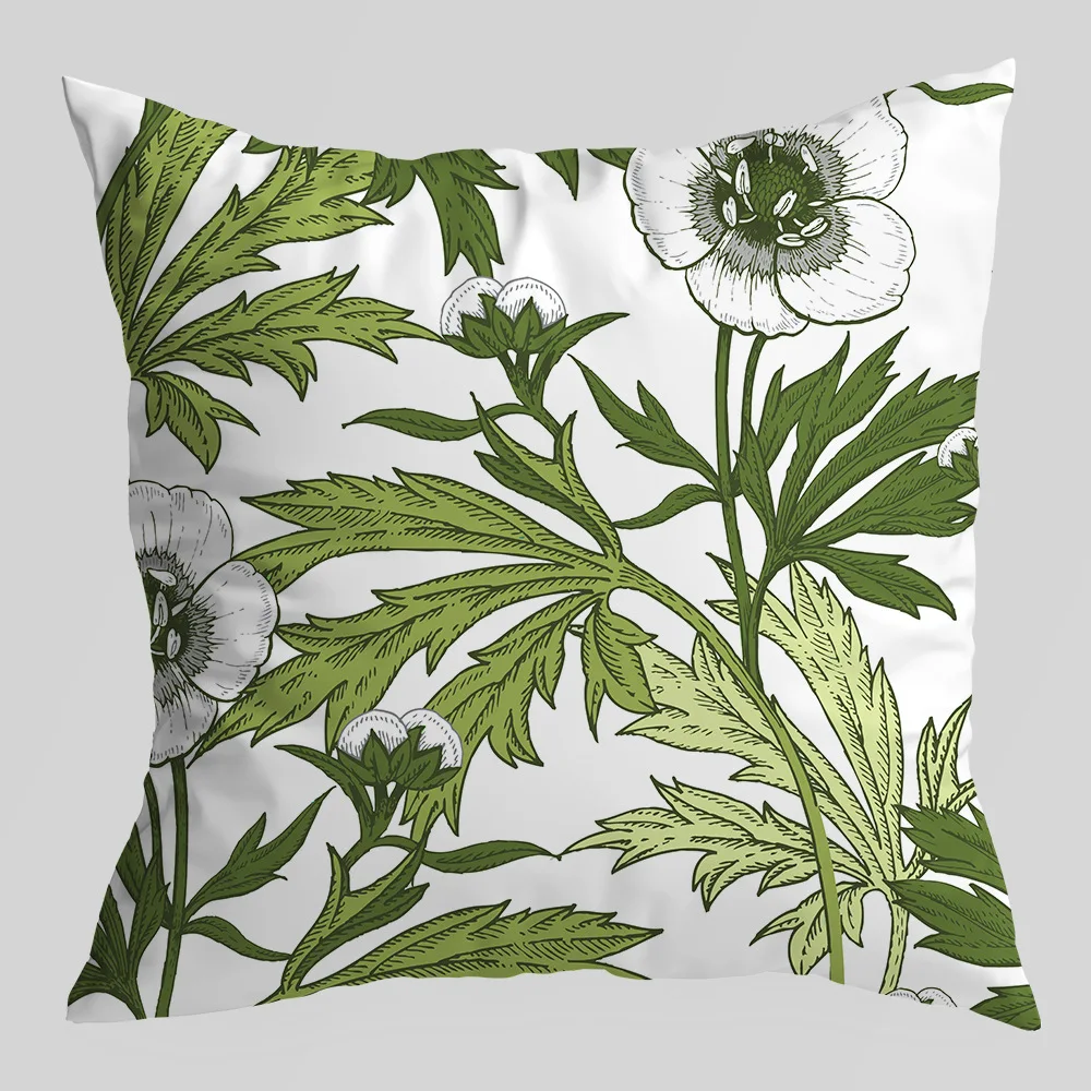 45x45cm Fresh Green Geometric Print Pattern Pillow Cover Home Living Room Sofa Car Decoration Cushion