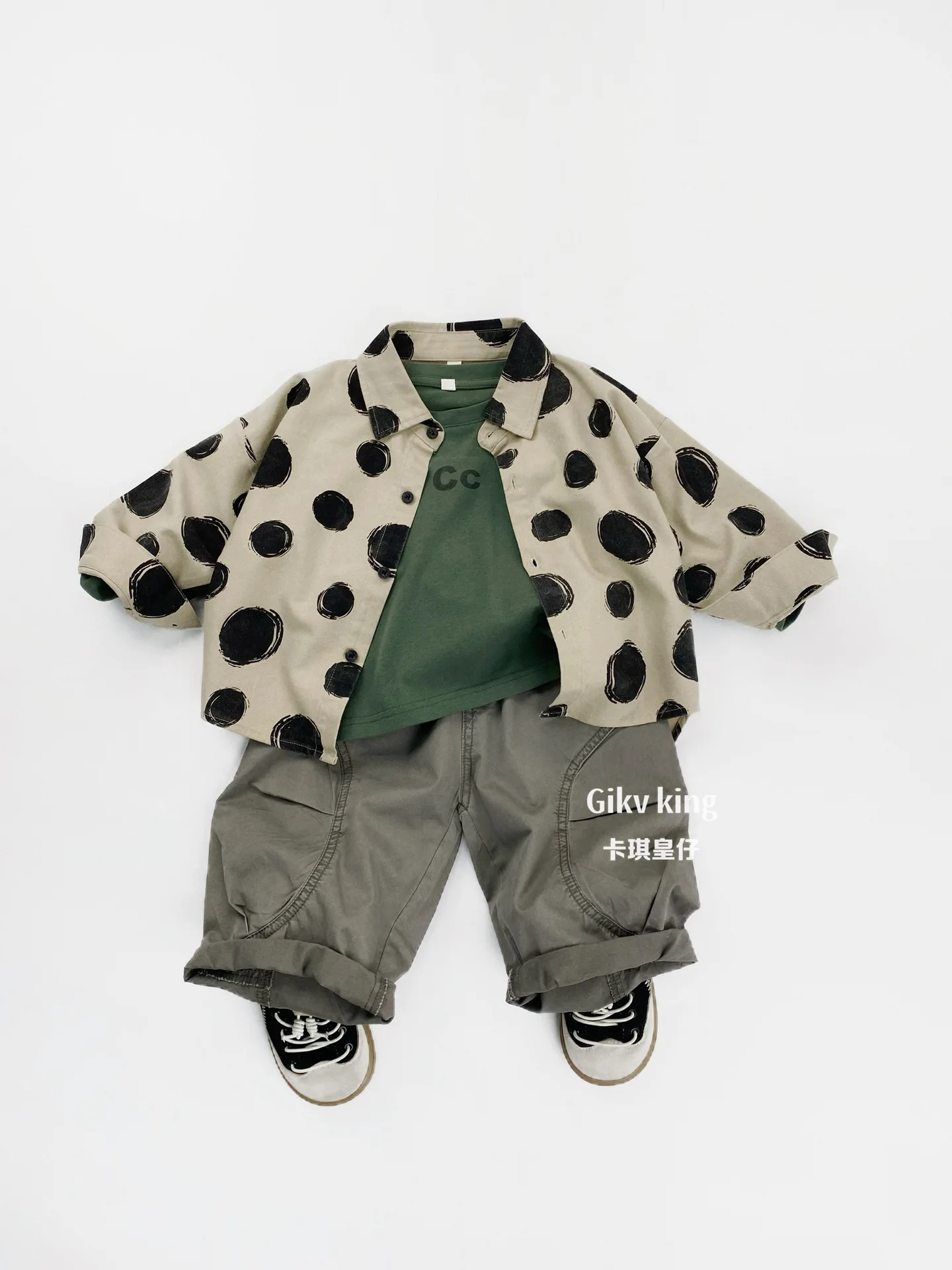 2026 Spring New Children Long Sleeve Shirts Cotton Boys Polka Dot Lapel Shirts Toddler Girls Casual Tops Coat Kids Clothes