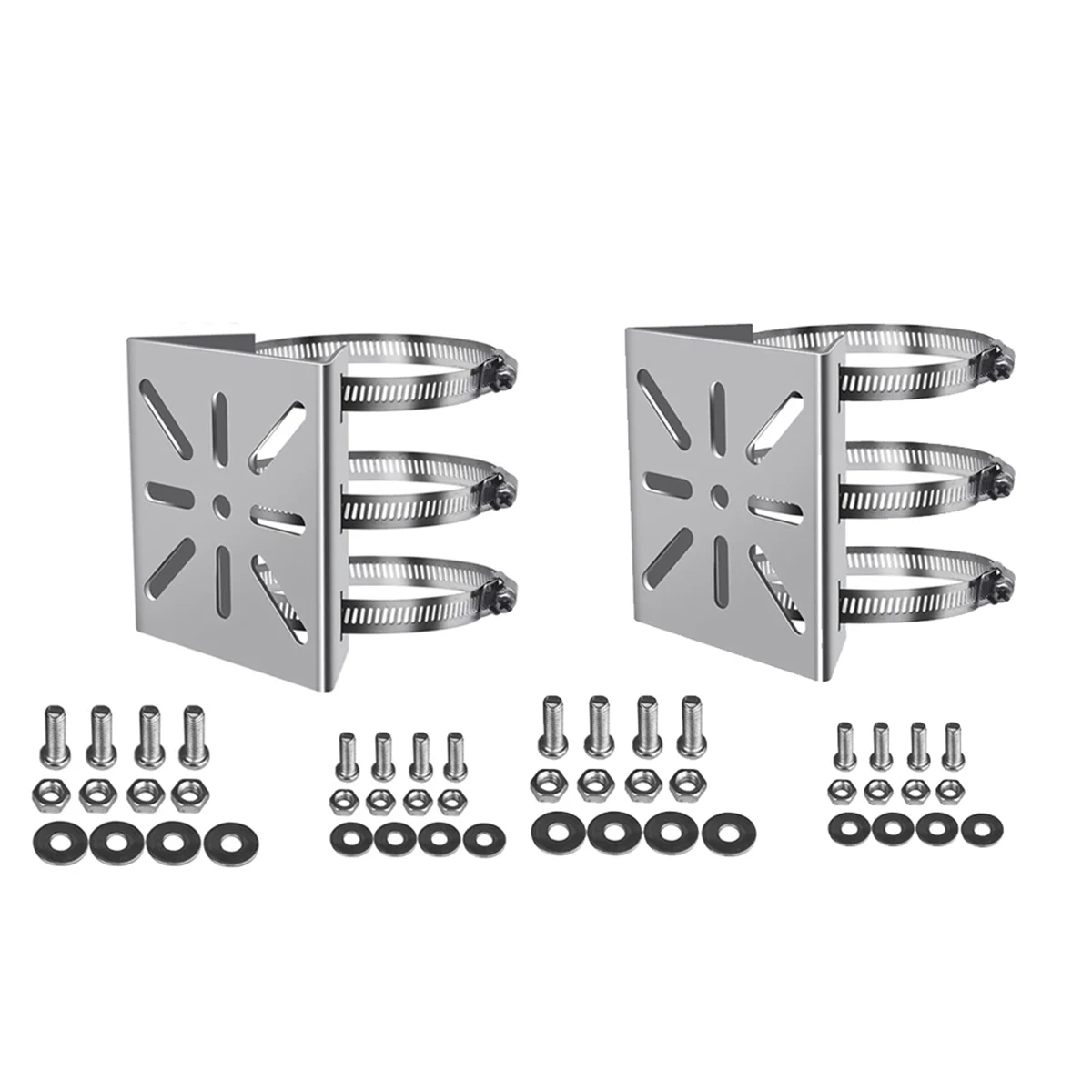 رف تثبيت شامل على الحائط مع 6 حلقات ، مثبت بعمود عمودي من الفولاذ المقاوم للصدأ ، لكاميرا مراقبة CCTV ، 2 ks