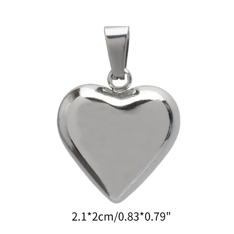 Stainless Steel Silver Plated 2.1x2cm Large Heart Charm Pendants for Women Girls Jewelry DIY Necklaces Making Findings Y08E