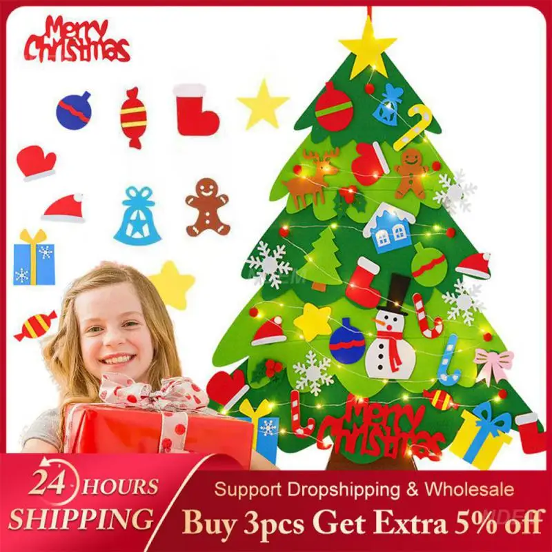 1PCS Decorations Interactive Handmade Children's Felt Christmas Tree Crafts Best-selling Unique Colorful Felt