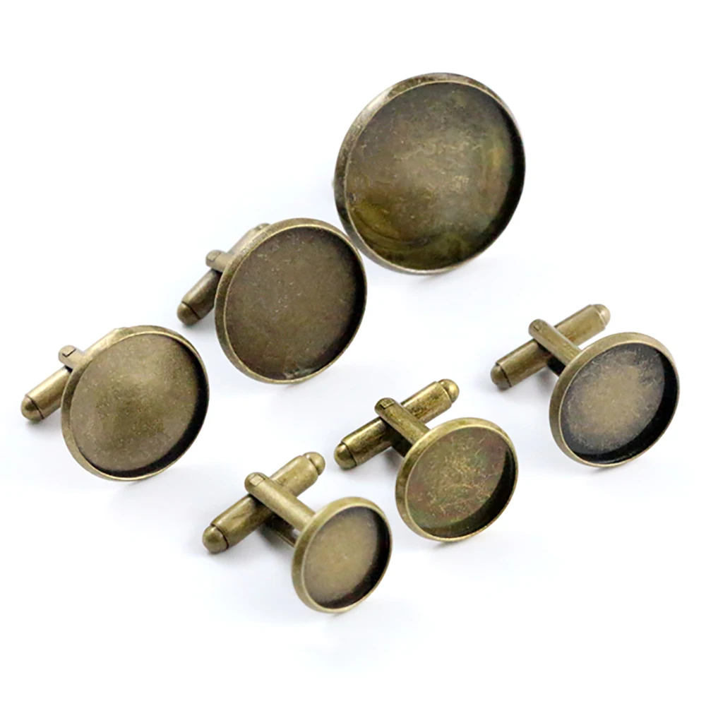 10pcs Plated Copper Cufflink Base Settings, 6 Colors