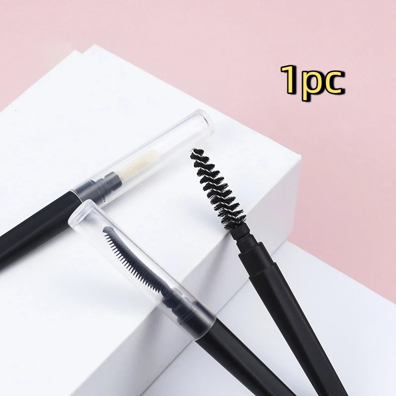 Eyelash Comb Lip Brush Eyebrow Extension Makeup Tool Portable Short Spiral Eyebrow Brush With Transparent Dust Cover