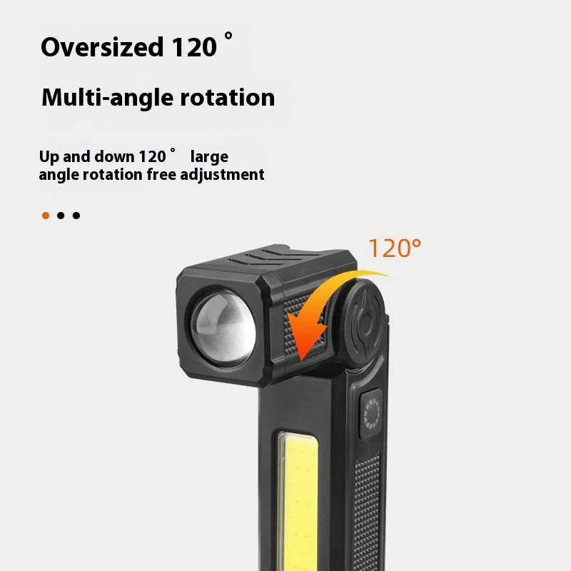 Multifunctional USB Rechargeable Flashlight with Magnet Powerful COB LED Work Light Waterproof Torch for Emergency And Outdoor U