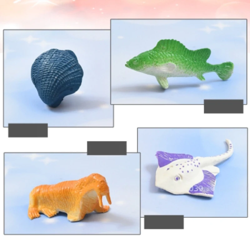 46Pc Simulated Montessori Ocean Animal Cognition Underwater World Dolphin Lobster Shark Crab Action Figures Educational Toy Gift