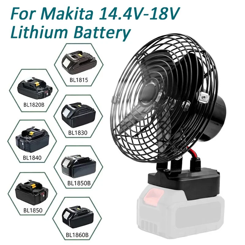 Portable 2-Speed High Power Handheld Fan For Makita 18V 20V Li-Ion Battery Camping Fan Cordless Outdoor working Fan