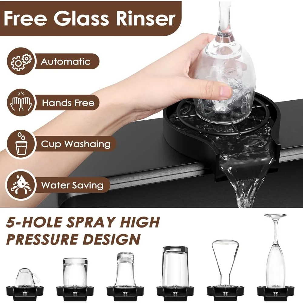 Accessoires de cuisine et de bain 33x22 pouces évier de cuisine noir goutte dans les éviers de cuisine en acier inoxydable poste de travail à bol unique de calibre 16