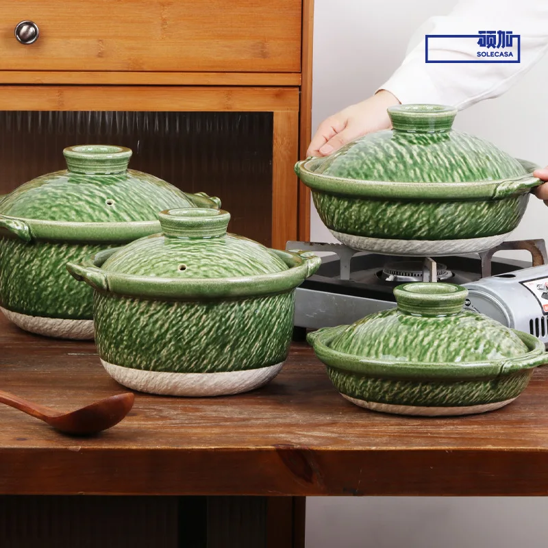 

DSA ceramic casserole pot household high temperature dry burning without cracking rice shallow pot health saucepan