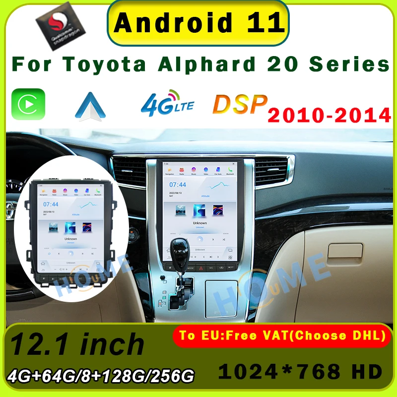 

Tesla Style Vertical Screen For Toyota Alphard 20 Series 2010-2014 Car Video Player GPS Navigation Radio Carplay Android Auto 4G