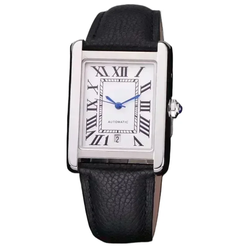 ساعة يد رياضية للرجال ميكانيكية أوتوماتيكية 904L من الفولاذ المقاوم للصدأ ساعات خلفية من الجلد الأسود 31*41 مللي متر مخصصة #4