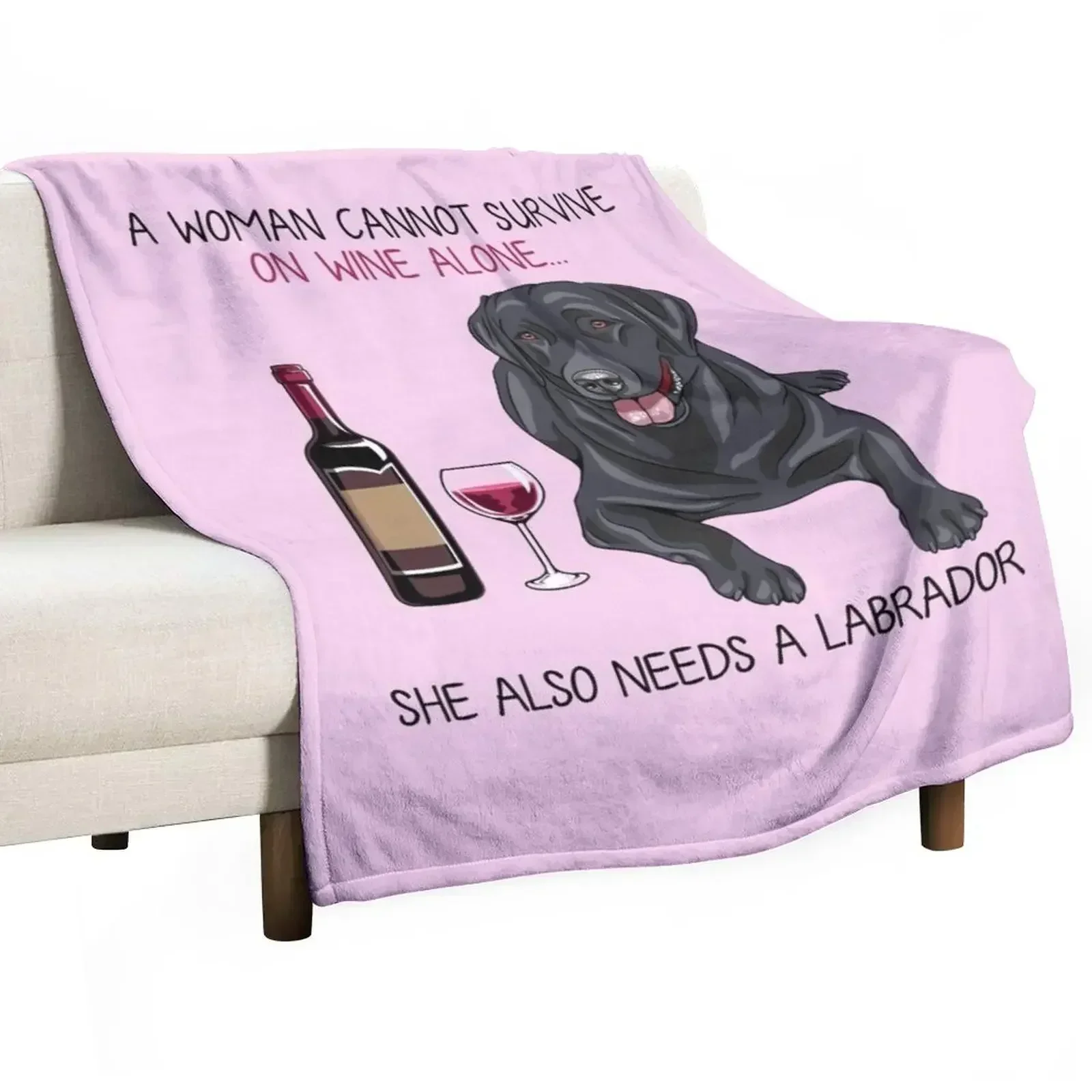 Labrador and wine Funny dog Throw Blanket Stuffeds Weighted Soft Plush Blankets