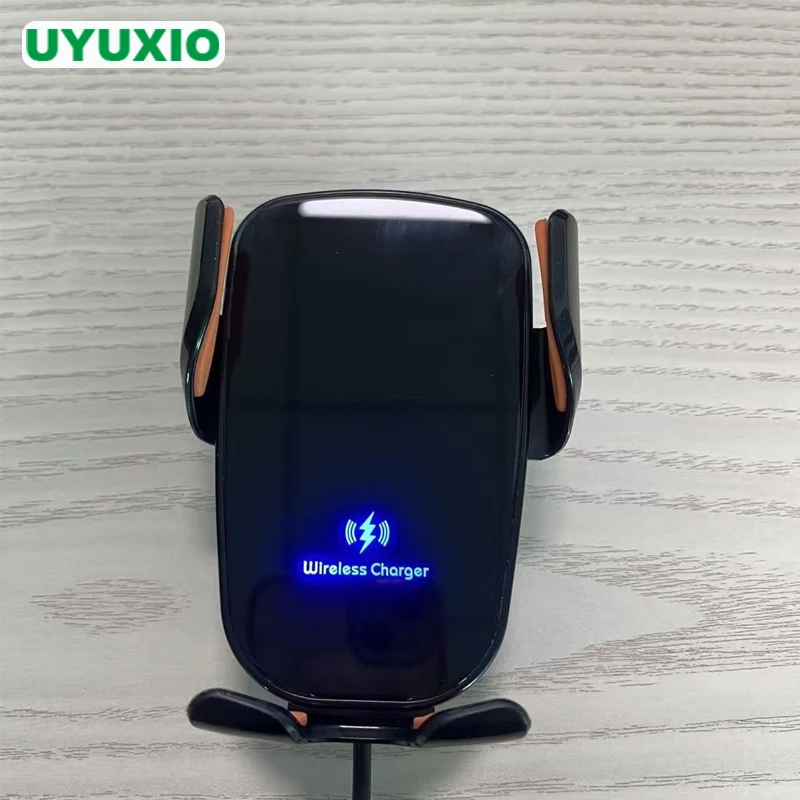 UYUXIO Wireless Car Charger Adapter 15W Fast Charge Manual Clamp Car Mount Phone Holder Air Vent for Samsung iPhone 16 15 14