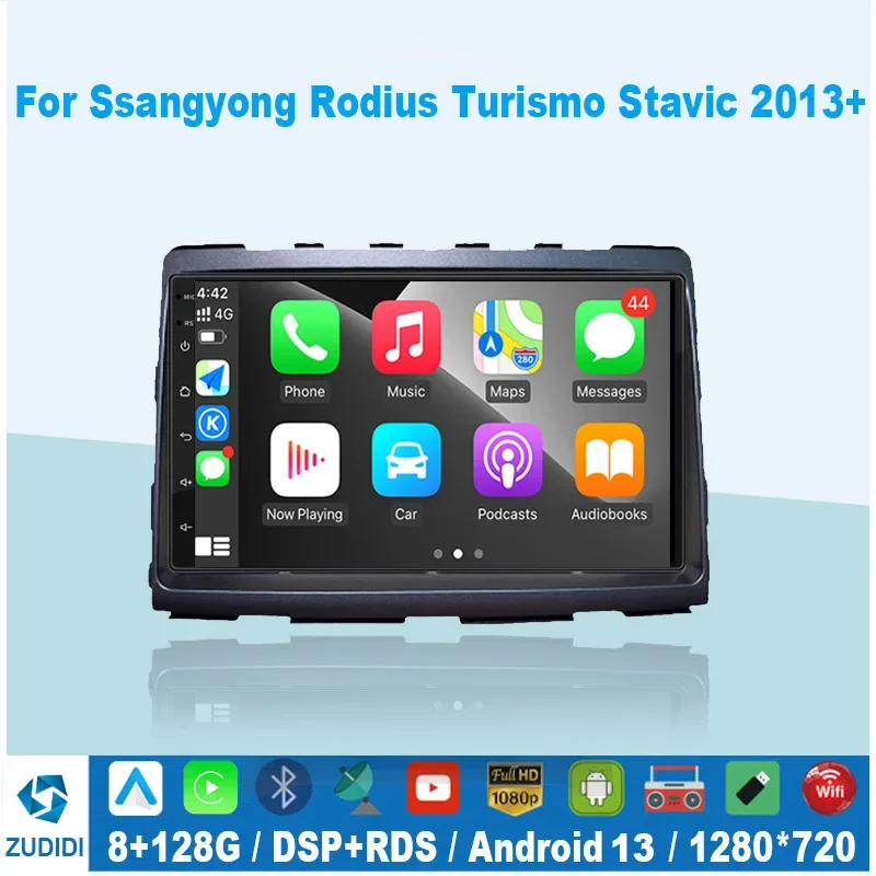 7 inch Android 13 For Ssangyong Rodius Turismo Stavic 2013+ 2din Car Radio WIFI Video Player DSP CarPlay Auto GPS Navigation