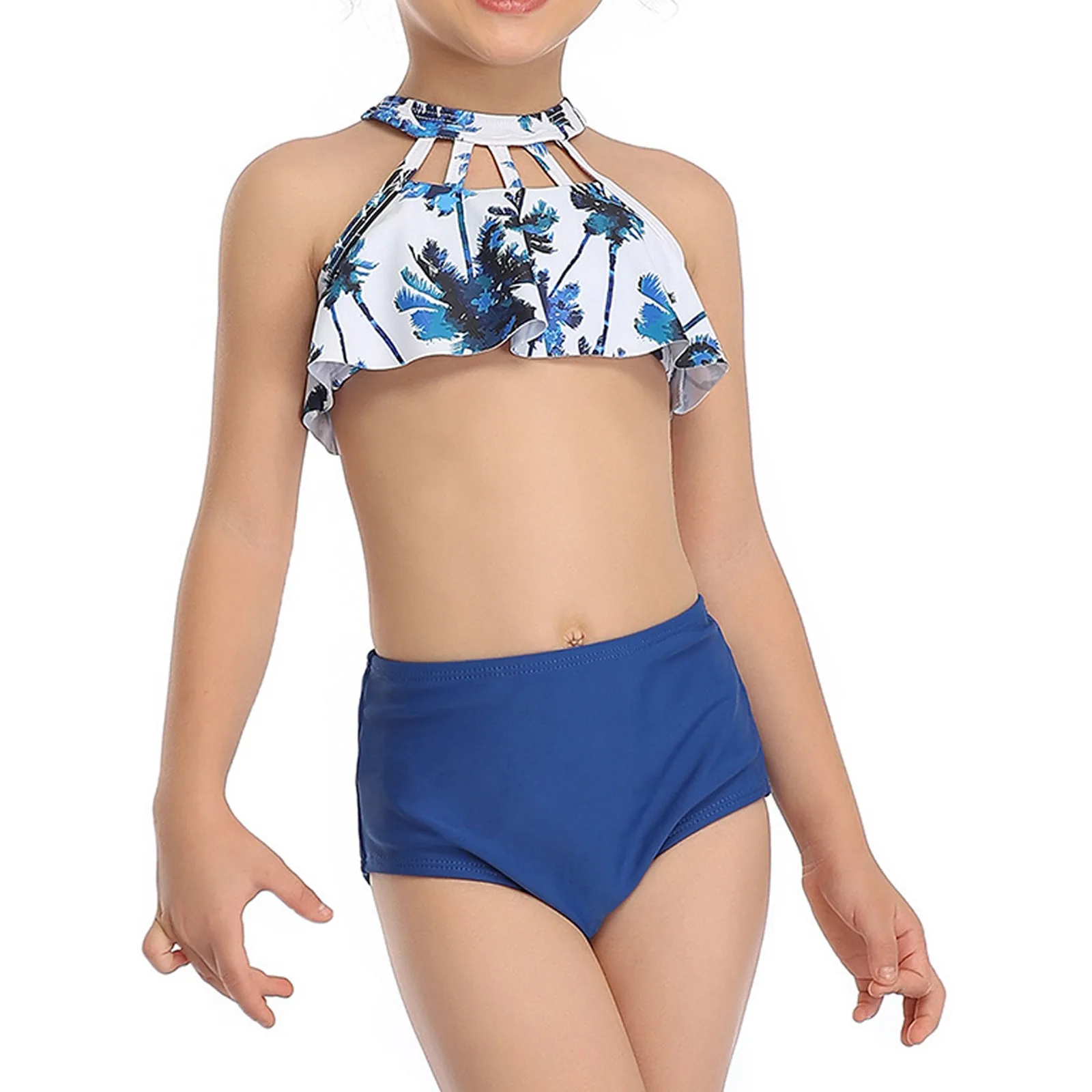 

Girls Ruffle Bikini Two Pieces Swimsuit for Kids Print Children's Swimwear 1-12 Years Teenager Bathing Suit Girl Beach Wear