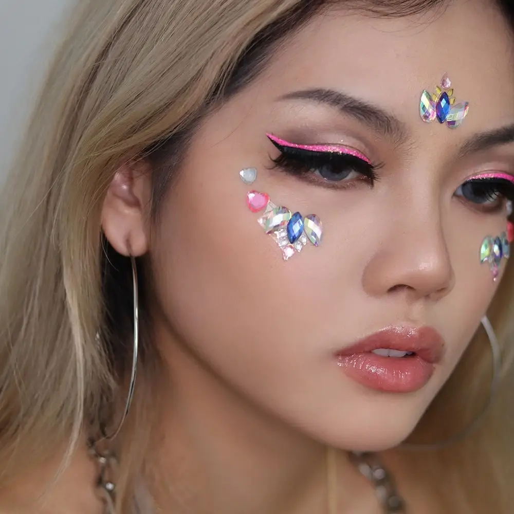 Diamond Eyebrow Sticker Eyes Shadow Crystal Face Body Colored Rhinestone Face Tattoo Stickers Temporary Tattoo Nail Art Charms
