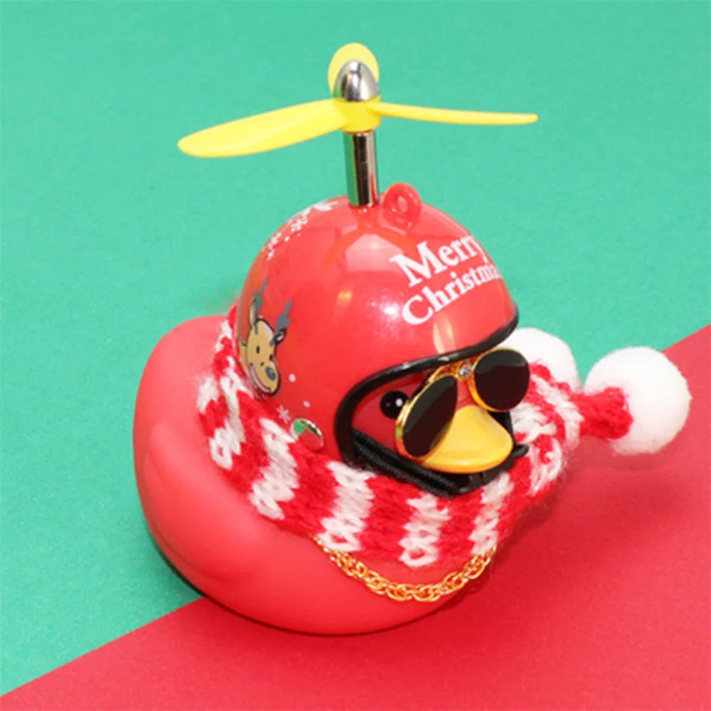 Car Cute Little Red Duck Bike Motor Helmet Propeller Wind-breaking Duck Auto Internal Decoration Car Ornaments Accessories Toy