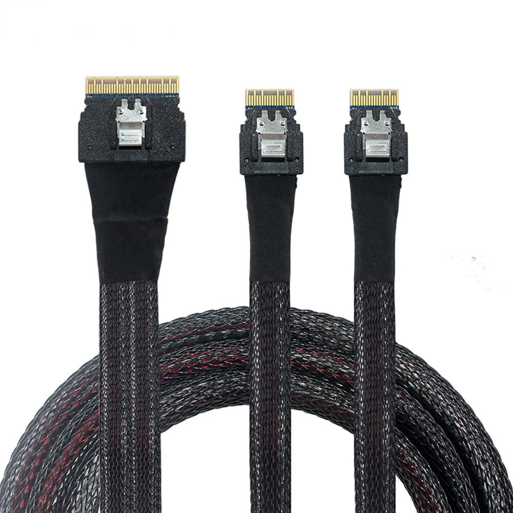 Slimline SAS SFF-8654 8I to 2 Ports SFF-8654 4I server connection cable