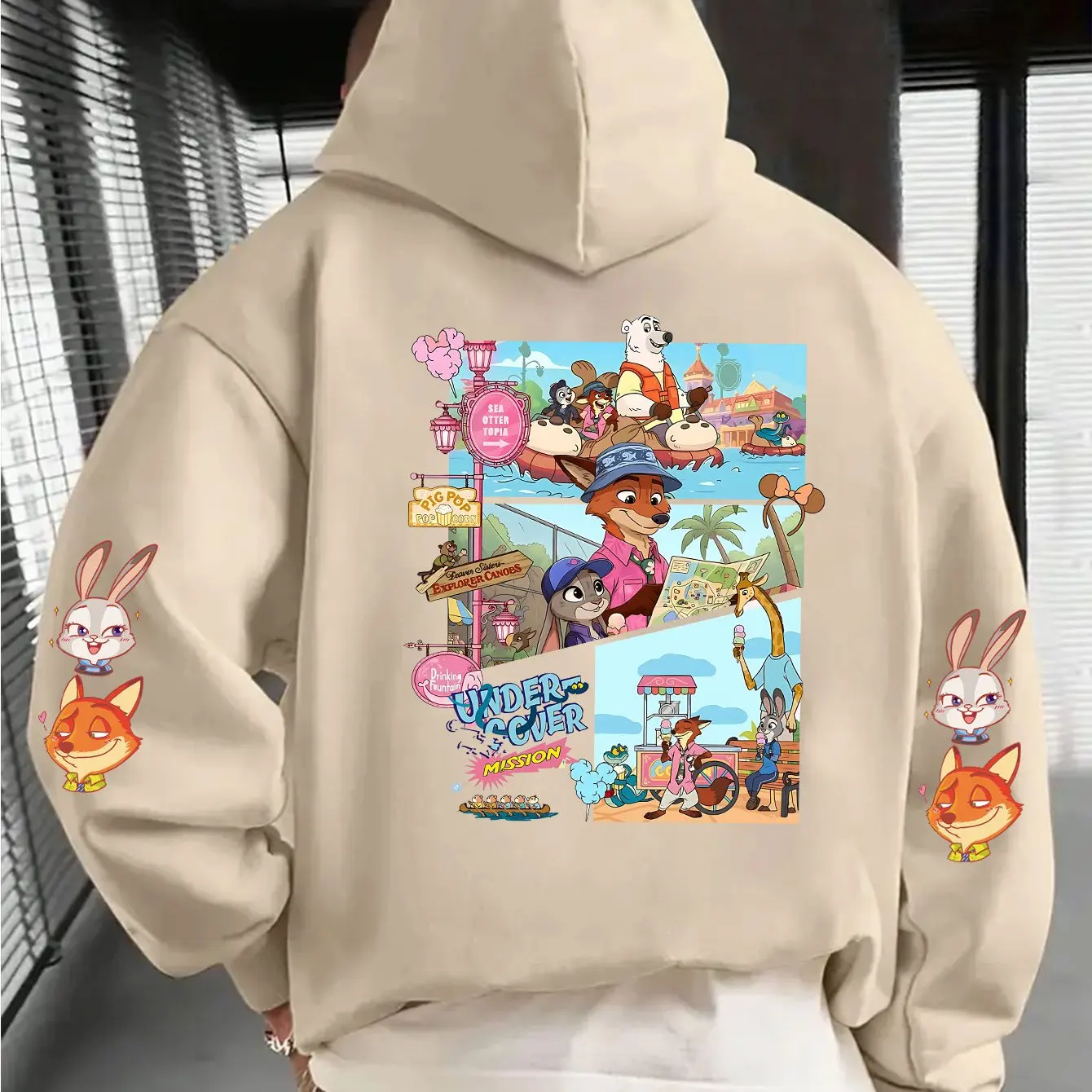 

Мужская модная толстовка с графическим принтом Disney Zootopia, осень-зима 2026, теплая хлопковая толстовка для активного отдыха, свободная повседневная куртка унисекс