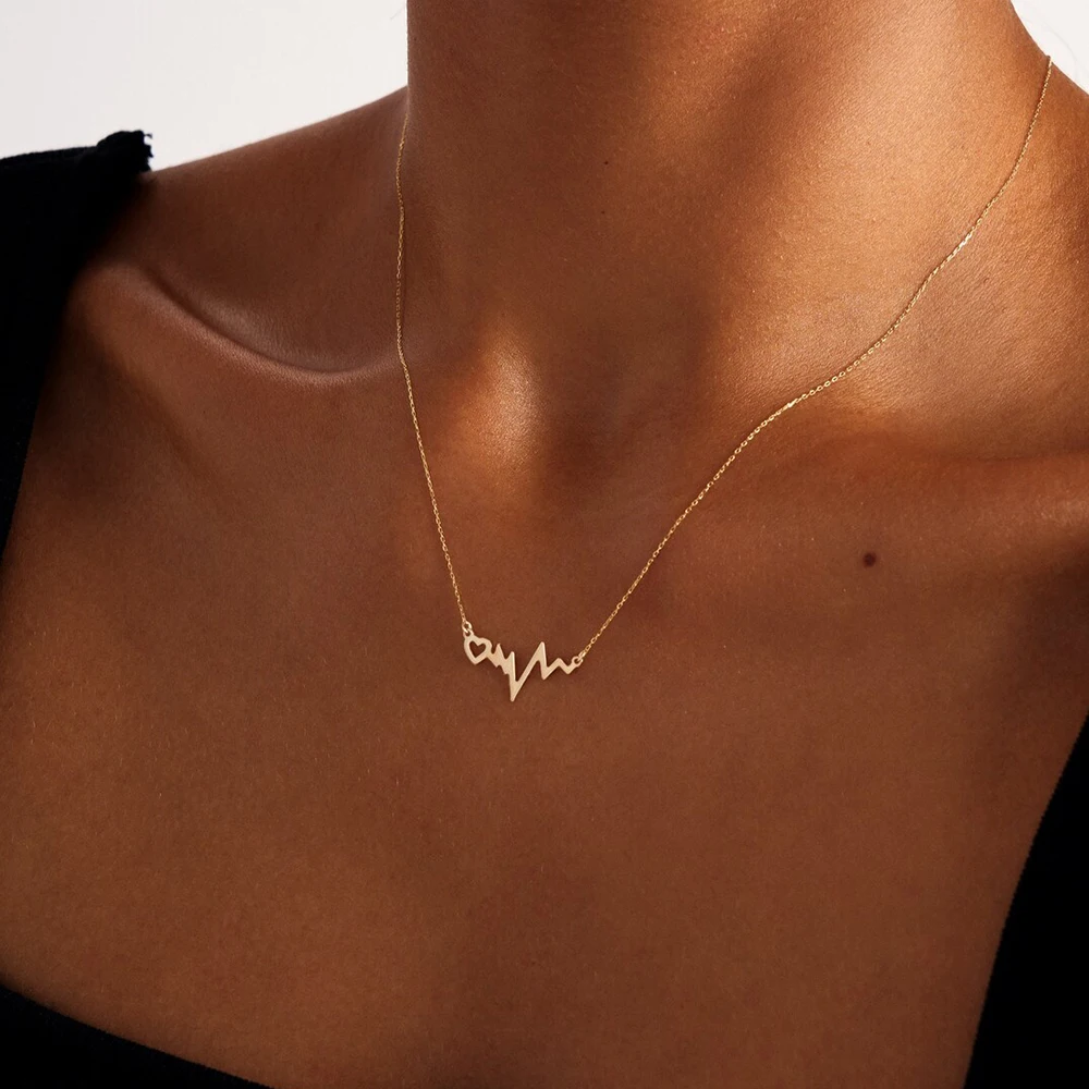 Electrocardiogram and Love Pendant Made of Exquisite Stainless Steel Material as a Gift for Her on Valentine's Day