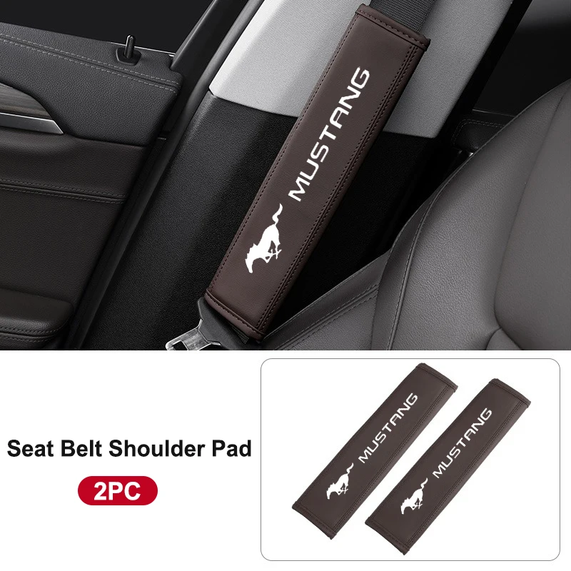 2Pc Car Logo Style Seat Belt Shoulder Protection Cover Interior Accessories Fit For Ford Mustang SHELBY GT 500 350 Convertible V
