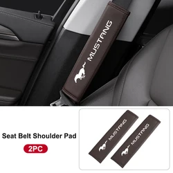 2Pc Car Logo Style Seat Belt Shoulder Protection Cover Interior Accessories Fit For Ford Mustang SHELBY GT 500 350 Convertible V