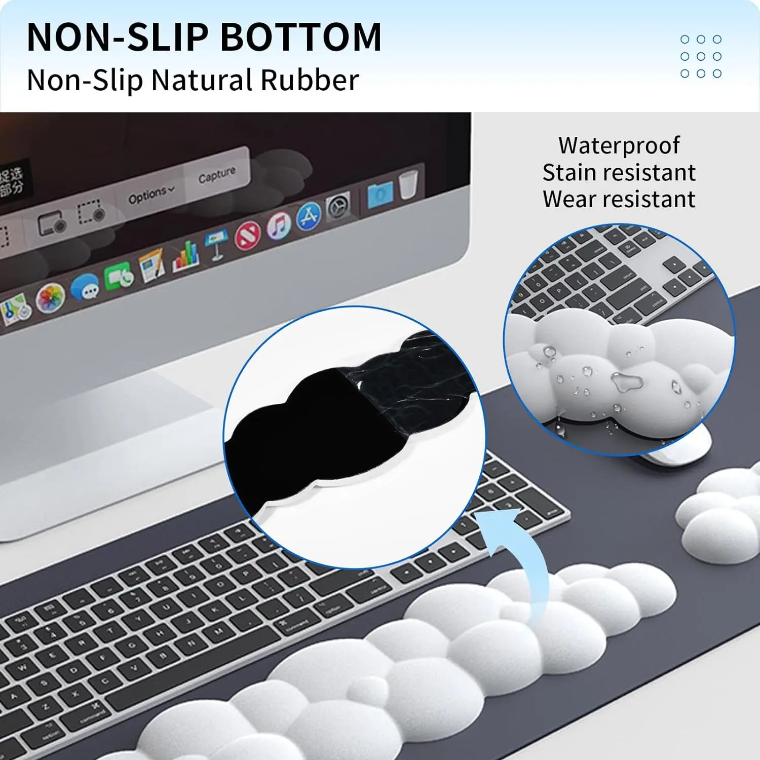 Cloud Wrist Rest Keyboard Upgraded Resilient Memory Foam Ergonomic Palm Rest Wrist Mouse Pad Wrist Support for Laptop