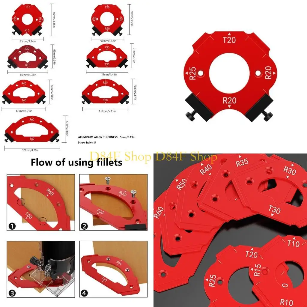 

D84F Aluminum Woodworking Corner Radius Jigs Cabinet Wardrobe Cutting Auxiliaries