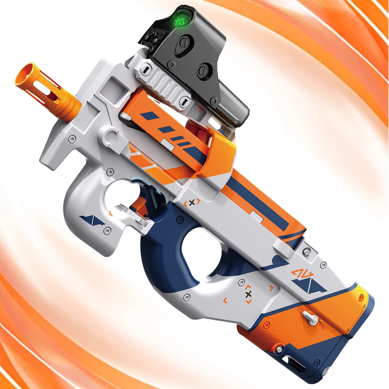 Rifle eléctrico de chorro de gel P90, pistola de juguete de modo manual/automático con pulverizador de cuentas de gel para juegos de equipo de tiro interactivos al aire libre (sin balas)