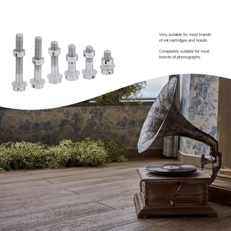 Conjunto parafusos fonógrafo profissional, 6 pacotes, porca, arruela, cartucho, peça manutenção, hardware