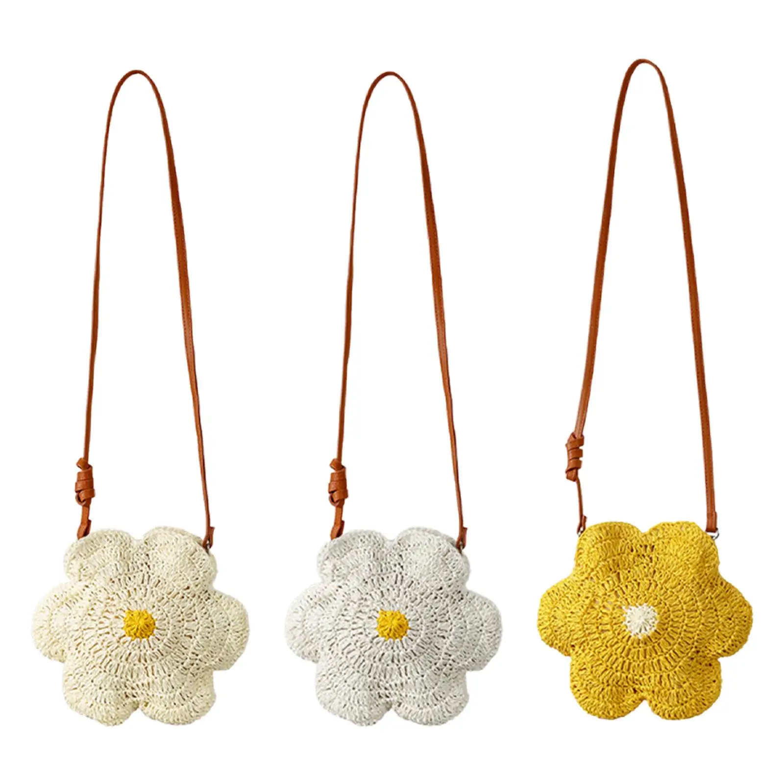 

Crossbody Bag Creative Portable Handbag Handmade Flower Shape Fashion Boho