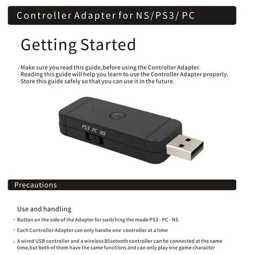 Imagen 2 del producto Adaptador de controlador inalámbrico con cable para PS4, Xbox One, Nintendo Switch, PS3, PC