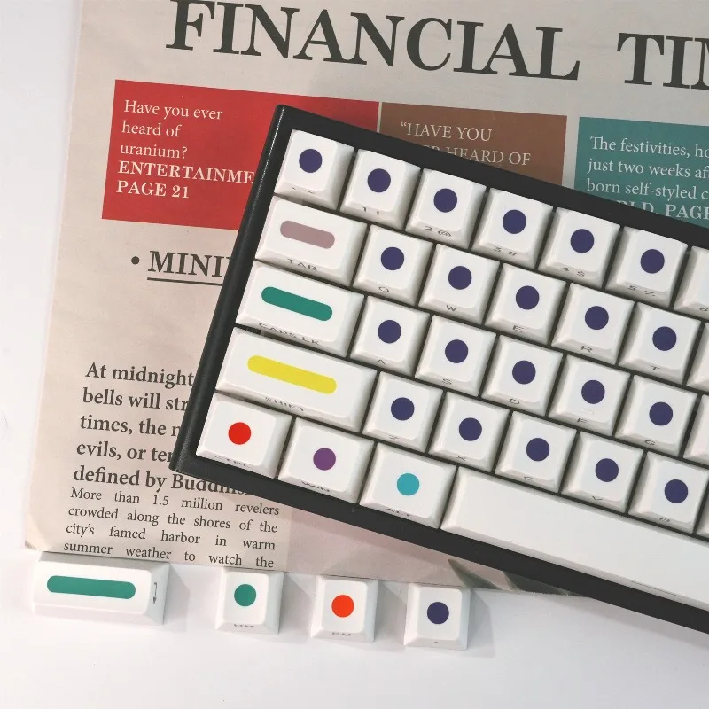 XVX ホワイト ラウンド ドット キーキャップ PBT 昇華型 チェリー シルエット サイドカービング 透明文字 ゲーミング eスポーツ キーキャップに最適