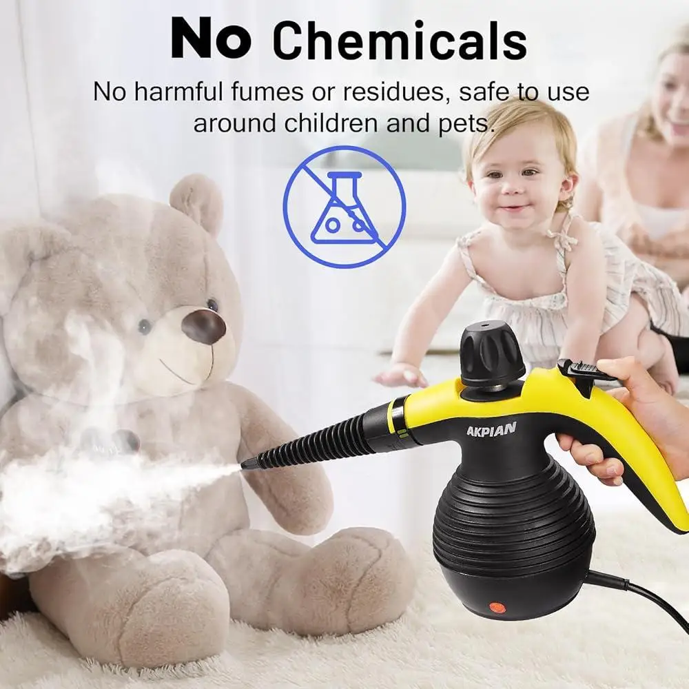 Handheld Steam Cleaner Portable Multipurpose Steamer with Safety Lock 10 Accessories Home Use Kitchen Cleaning Grime Upholstery