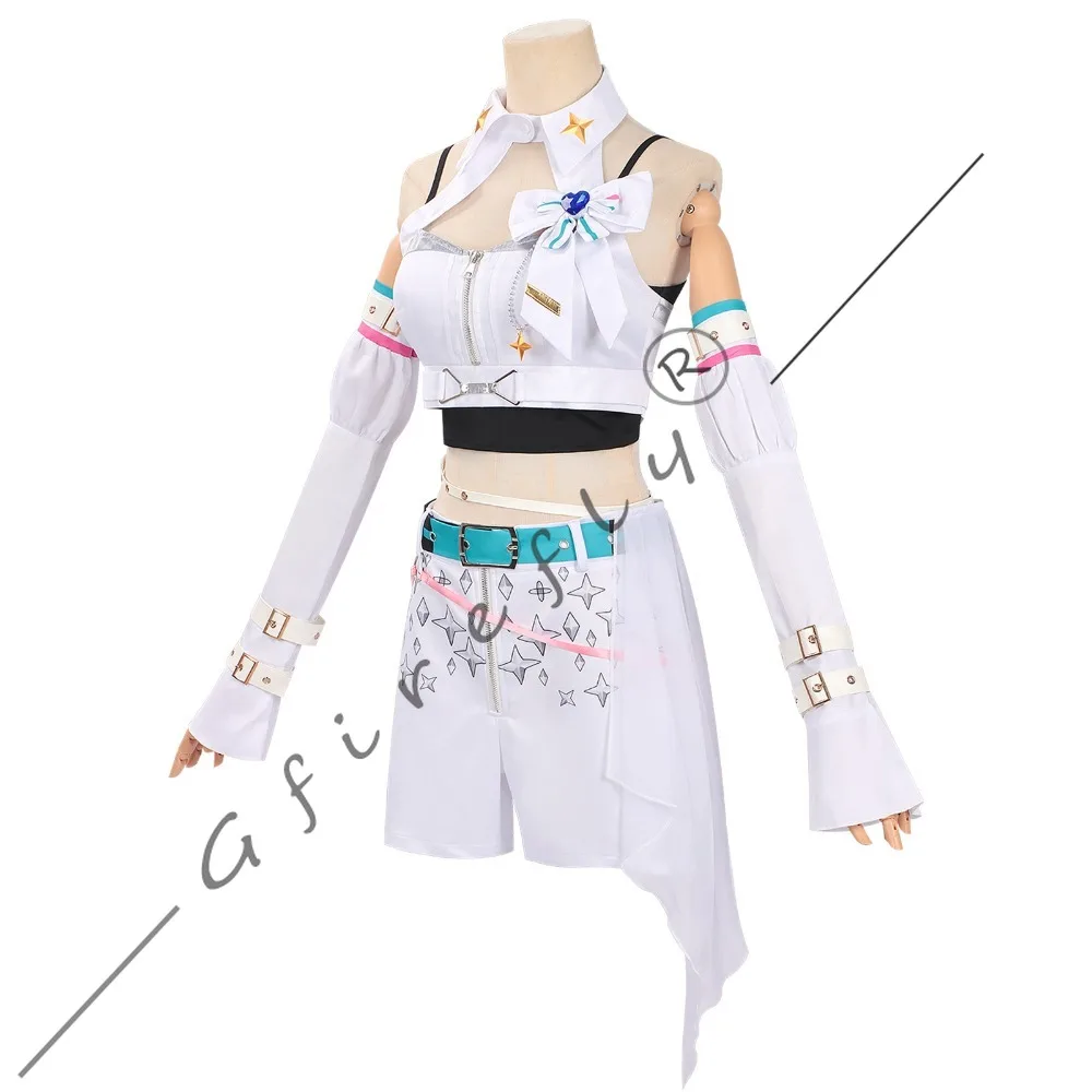 Wuthering Waves Solar5 Lynae Cosplay White Mini Dress Full Set with Bow Accessories Wig Adult Women Halloween Comic Con Costume view 3