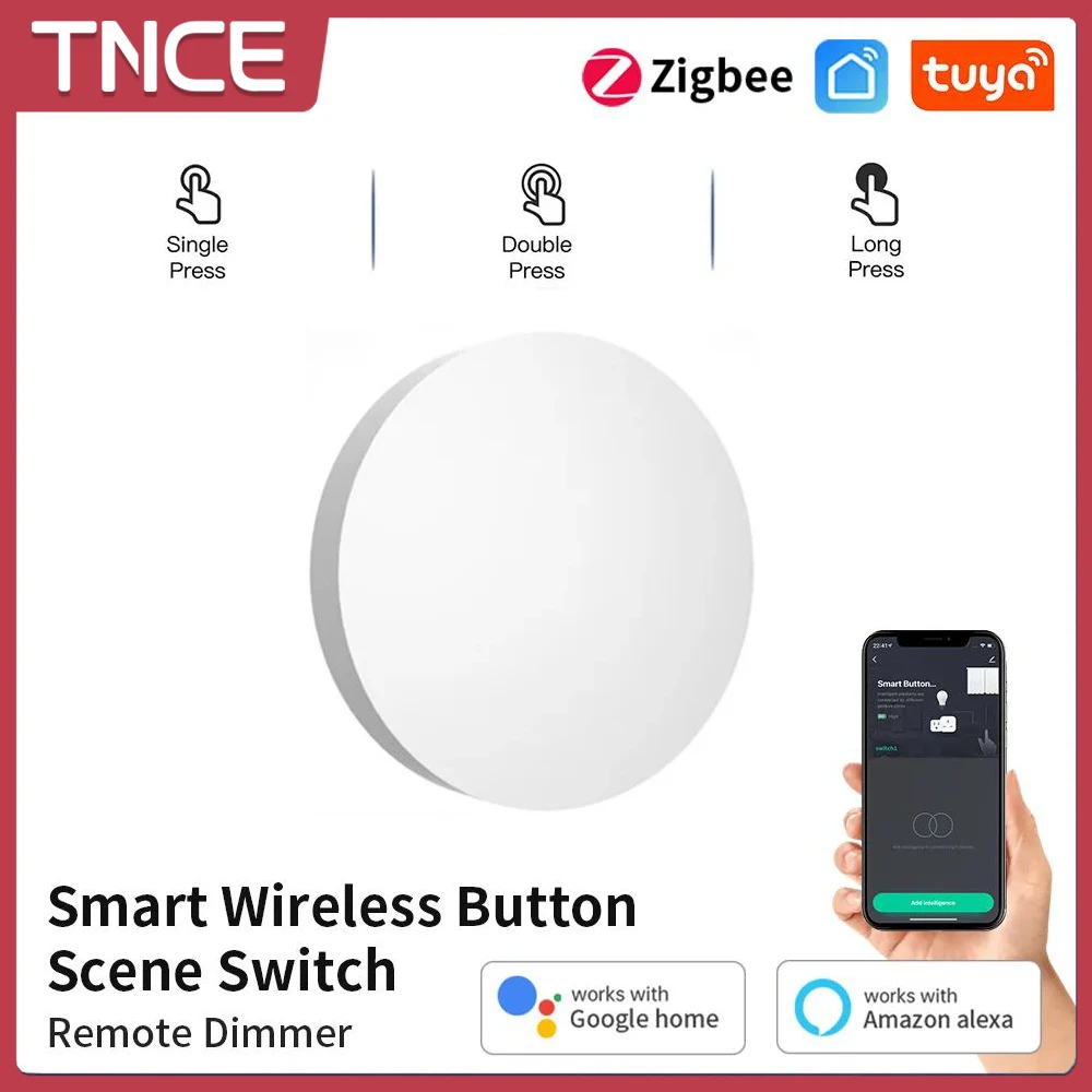 TNCE Zigbee Tuya Smart Push Button Wireless SwitchP ush Button Controller Battery Powered Automation Scenari Remote Control