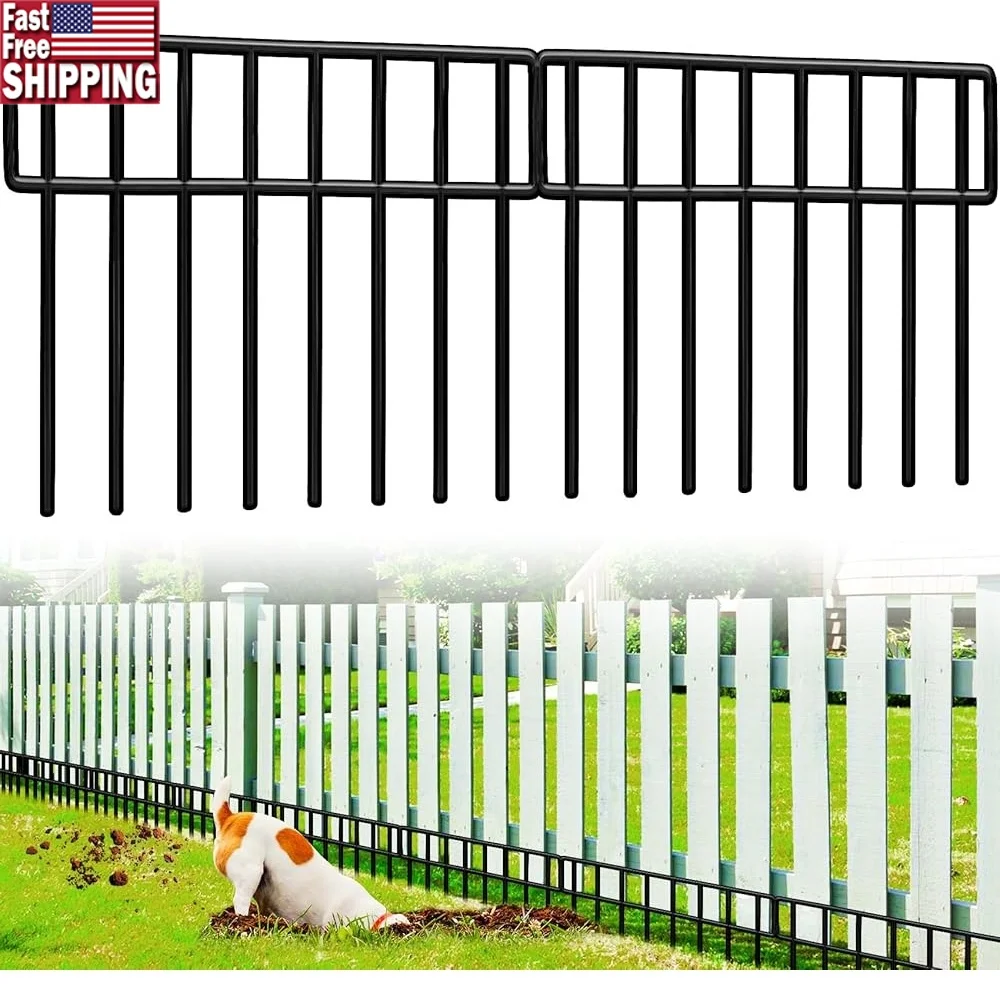

14 Pack No Dig Dog Fence Panels 19.5 Ft Animal Barrier Metal Garden Fence Border Durable Rust Prevention Easy Install Garden