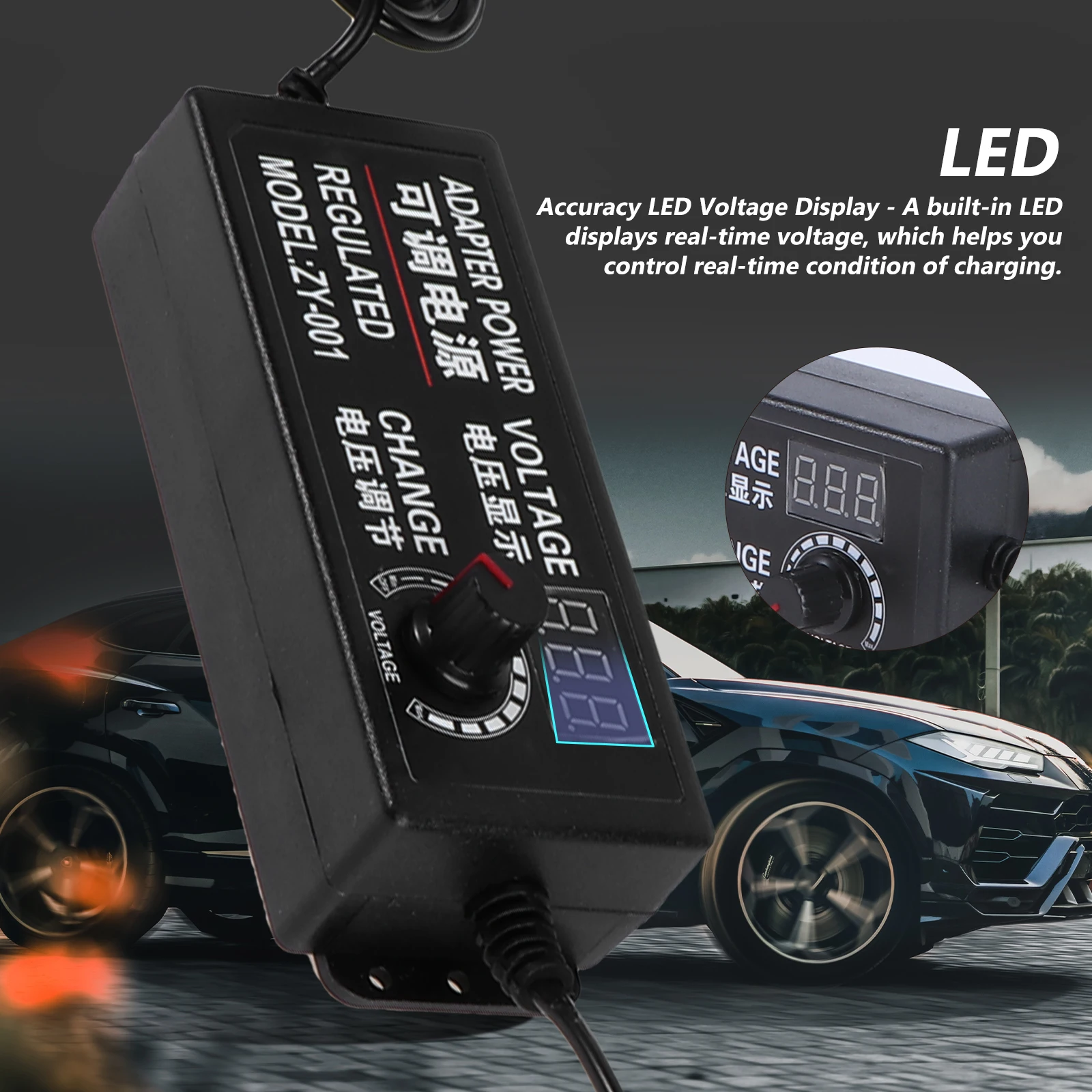 

Adjustable Voltage Power Supply 9-24V 3A 72W Led Display Real-Time Monitoring Multi-Protection Stable Output For Home Use Led