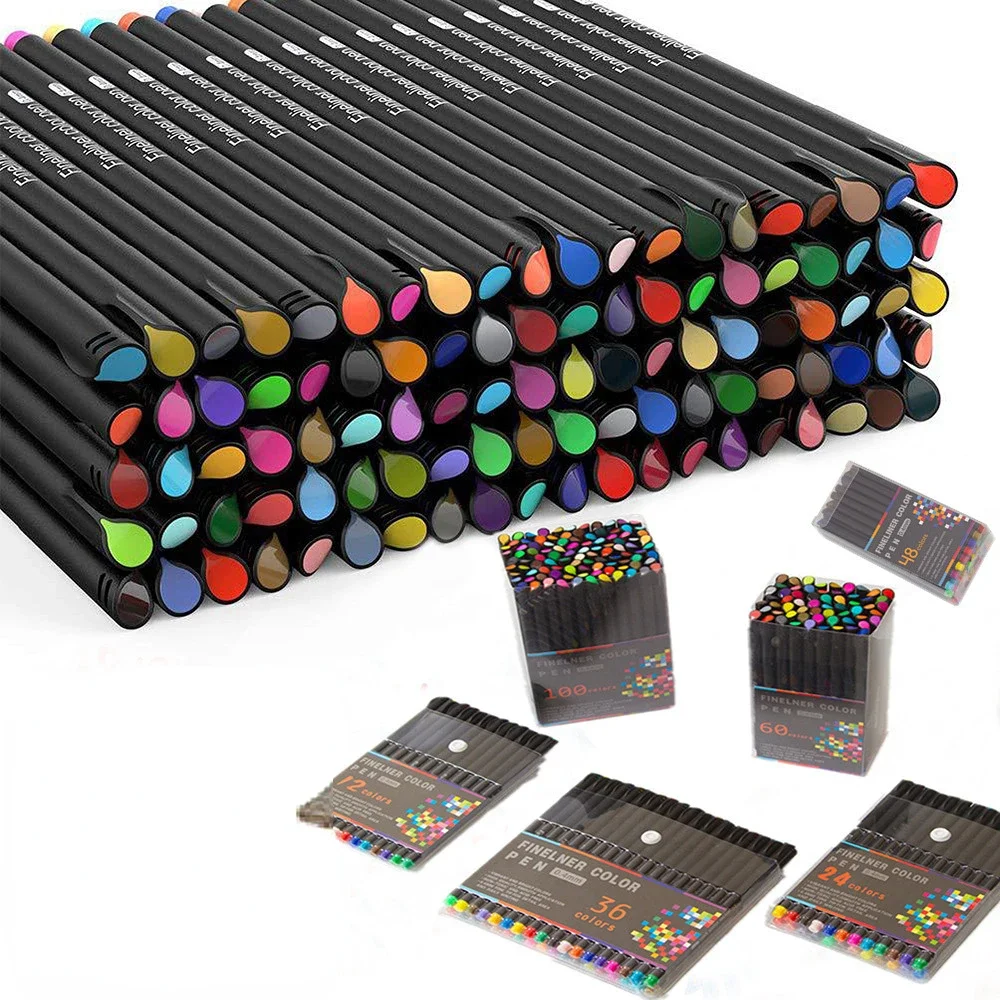 

100 шт./компл. цветные ручки-иглы 0,4 мм Fineliner цветная ручка акварельная ручка эскиз рисунок граффити товары для рукоделия школьные канцелярские принадлежности