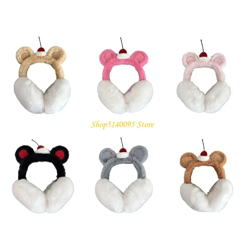 

DXAE наушники с изображением вишневого медведя, головные уборы, теплые и модные плюшевые грелки для ушей, в холодную погоду,