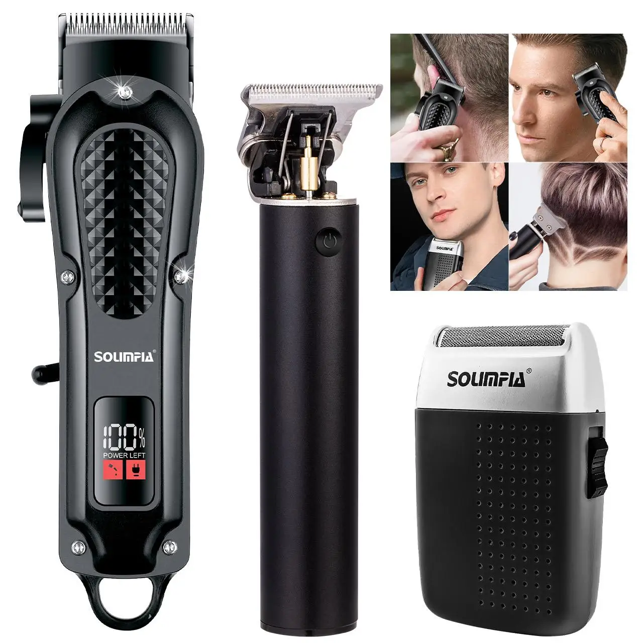 Solimpia 3pc Shaving Razor for Men Beard Trimmer Hair Remover Machine Whitening Skin Care Device Grooming Kit