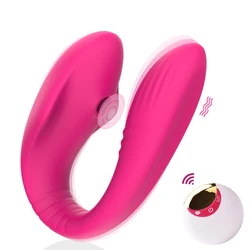 Clit Sucker Vibrator for Women Female Wireless Remote Control Vibrating U Shape Clitoris Stimulator Sex Toys for Adults Couples